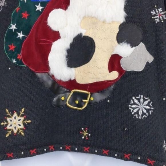 Hampshire Studio Christmas Sweater Cardigan Women's  full zip Santa  Size L - Picture 12 of 16